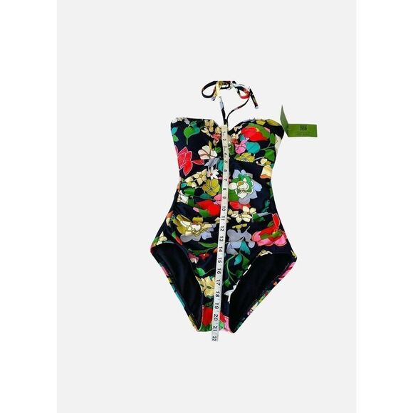 Kate Spade Flower Bed Bandeau One-Piece XS Blue Floral Tropical NWT - Picture 10 of 13
